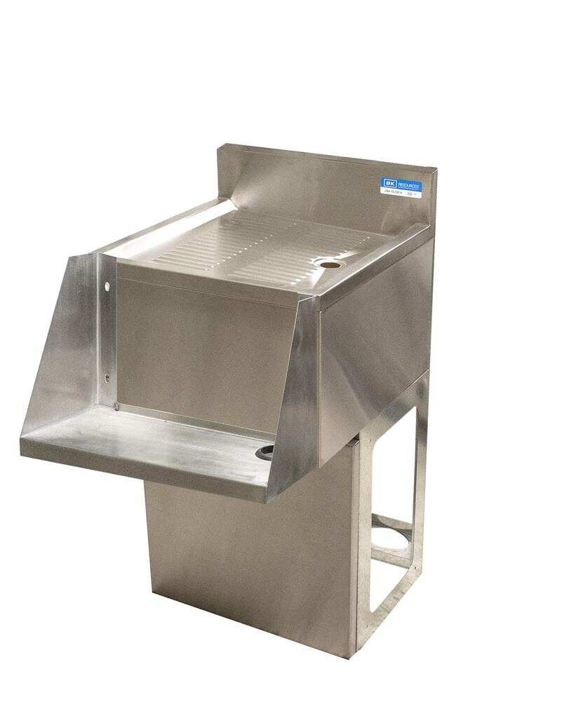 12"X18" Stainless Steel Mixing Station w/ Drainboard and Base