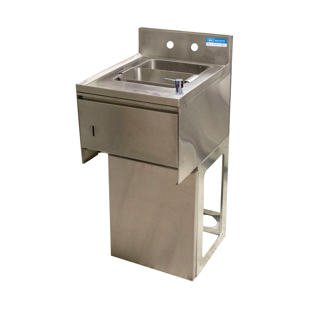 21"x15" Stainless Steel Underbar Dump Sink w/ Towel Dispenser, Faucet & Base