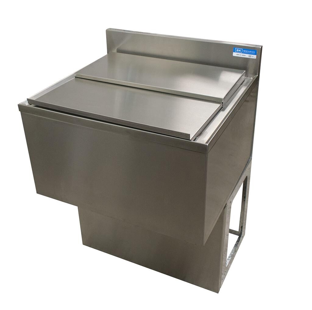 36"X21" Stainless Steel Ice Bin & Lid w/ 7 Circuit Cold Plate w/ Base