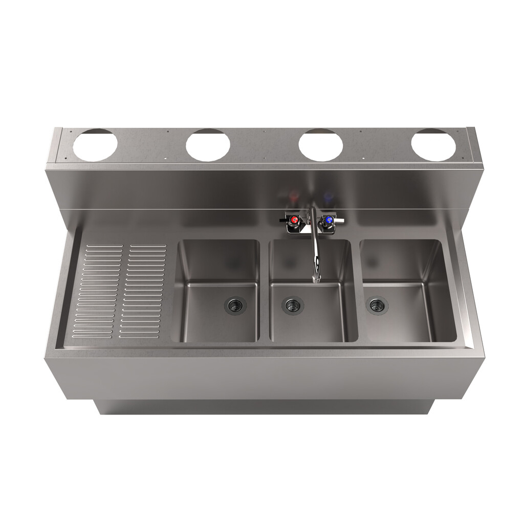 18"X48" UNDERBAR SINK INCLUDES BASE AND DIEWALL