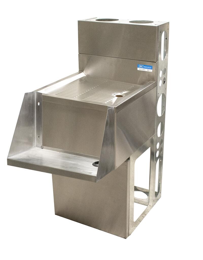 12"X18" Stainless Steel Mixing Station w/ Drainboard And Die Wall