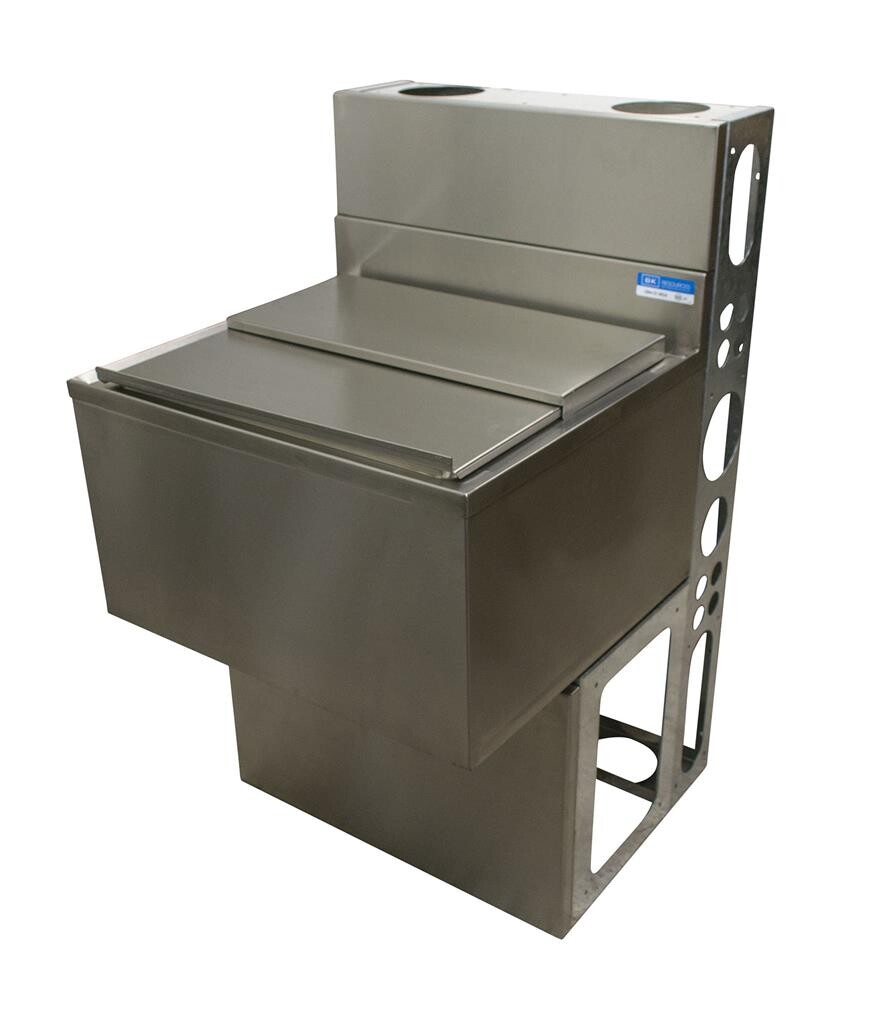 21"X36" Stainless Steel Insulated Ice Bin & Sliding Lid w/ Die Wall & Base