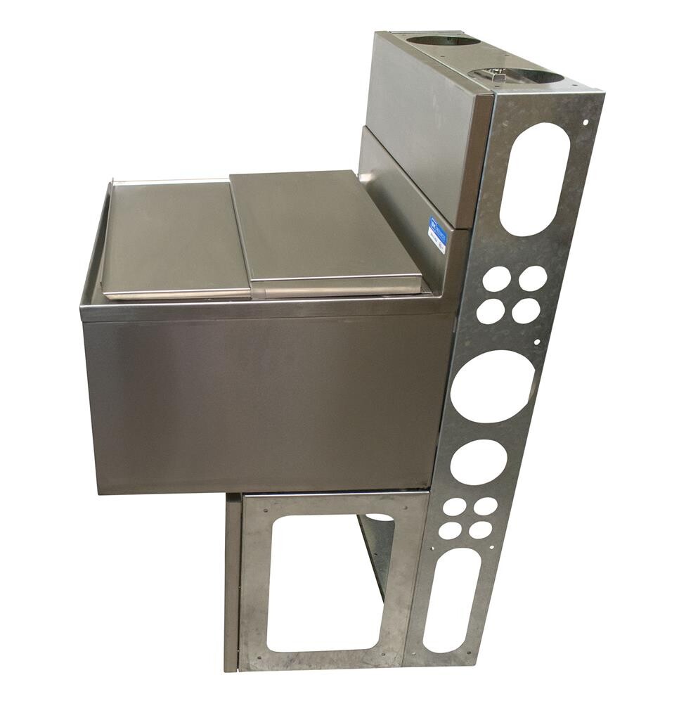 30"X21" Stainless Steel Ice Bin & Lid w/ 10 Circuit Cold Plate w/ Die Wall & Base
