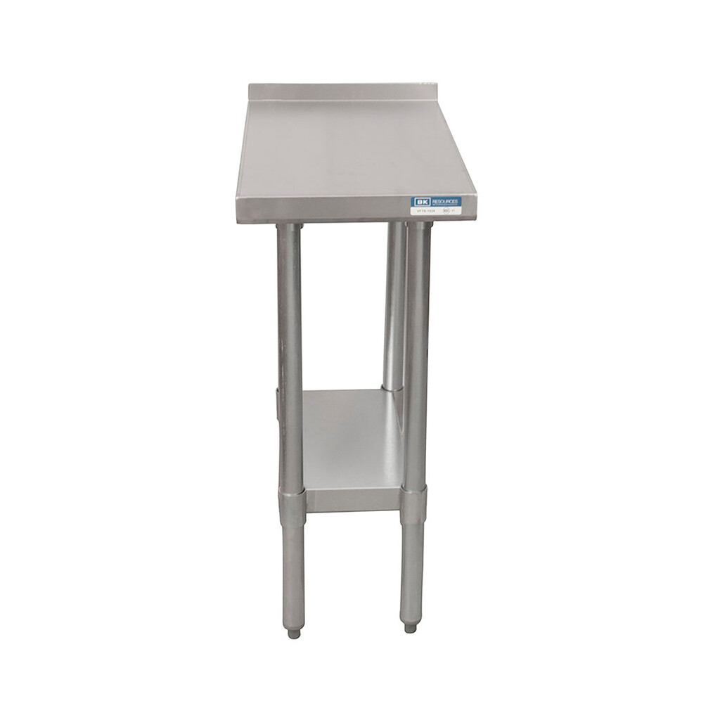 18 Gauge Stainless Steel Filler Table, Galvanized Shelf 1 1/2" Riser 15"W x 24"D