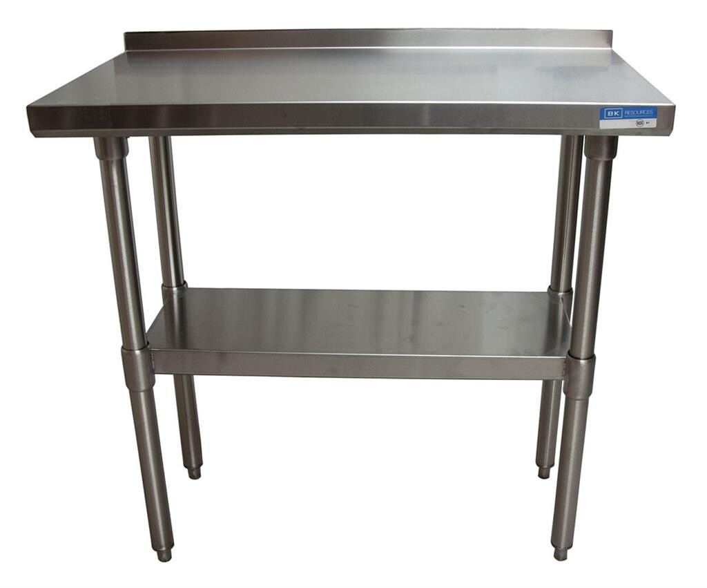 18 Gauge Stainless Steel Work Table  With Undershelf 1.5" Riser 48"Wx18"D