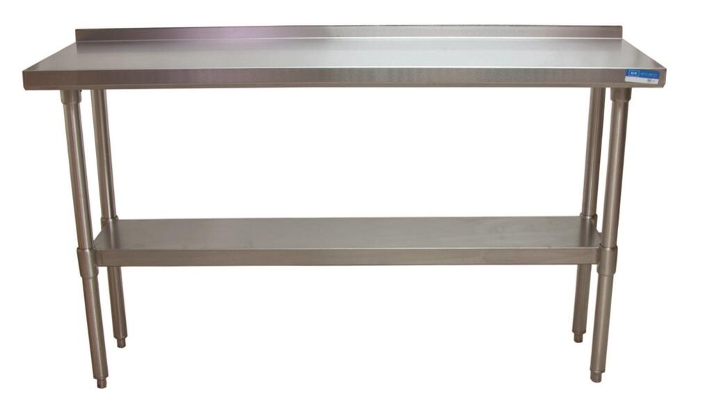 18 Gauge Stainless Steel Work Table  With Undershelf 1.5" Riser 72"Wx18"D