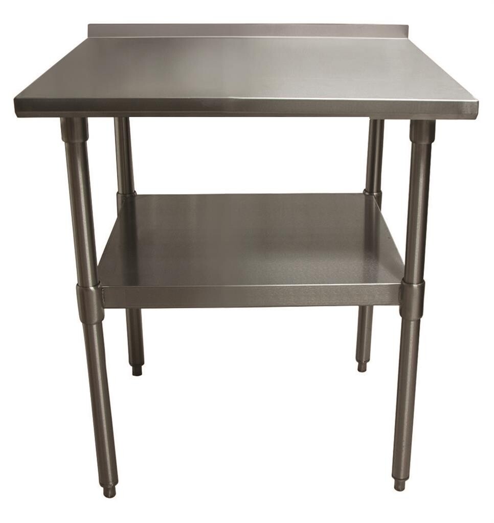 18 Gauge Stainless Steel Work Table  With Undershelf 1.5" Riser 24"Wx24"D