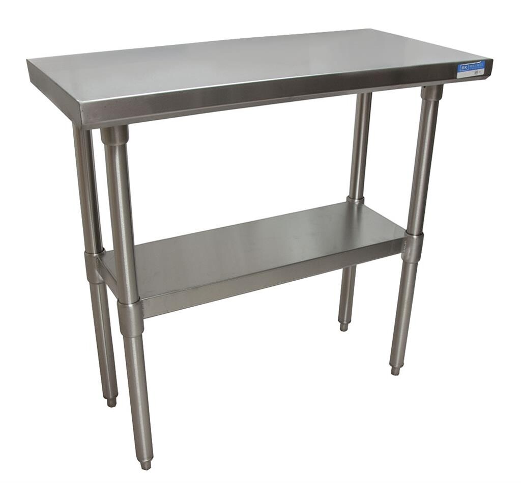 18 Gauge Stainless Steel Work Table  With Undershelf 1.5" Riser 36"Wx30"D