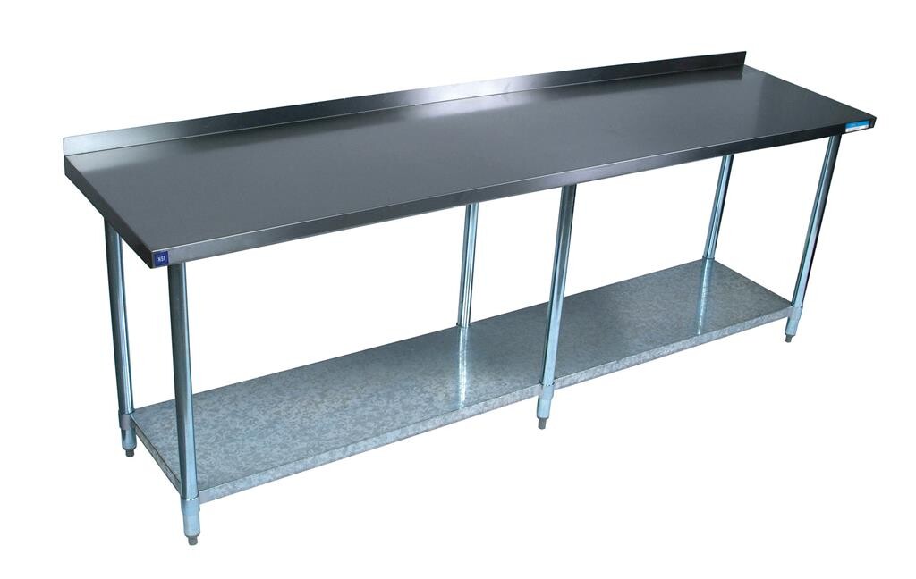18 Gauge Stainless Steel Work Table With Undershelf 1.5" Riser 84"Wx30"D