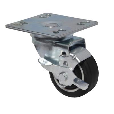 3" Polyurethane Plate Swivel Caster With 4"x4" Plate & Toe Brake - Qty 4