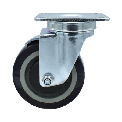 4" Polyurethane Wheel Swivel Swivel Caster With  2-3/8"x3-5/8" Top Plate With Top Lock Brake