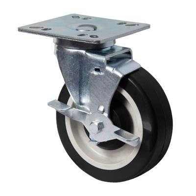 5" Heavy Duty Swivel Universal Plate Caster With 4"x4" Plate & Toe Brake - Qty 4