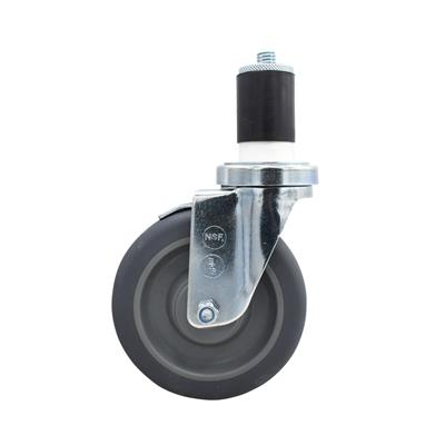 5" Gray Rubber 1-5/8" Expanding Stem Swivel Caster With Top Lock Brake For Work Table
