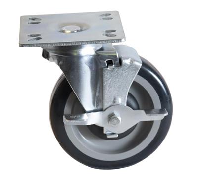 5" Universal Plate Swivel Caster With 4"x4" Plate & Top Lock Brake- Qty 4