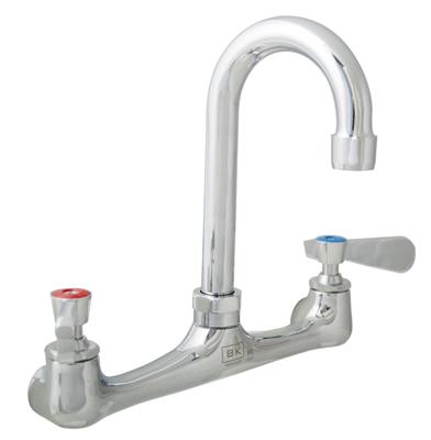 Workforce Standard Duty Faucet, 5" Gooseneck Spout, 8" O.C. Splash Mount