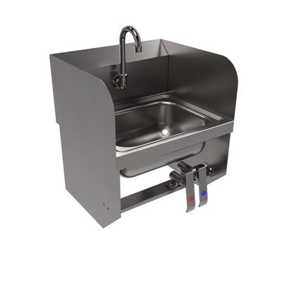 Hand Sink W/Side Splashes Knee Valve Bracket Faucet 1Hole 14”x10”x5” 