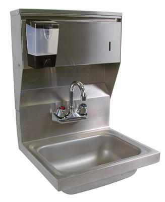 Stainless Steel Hand Sink w/ Faucet Towel & Soap Disp 2 Holes 13-3/4x10”x5”