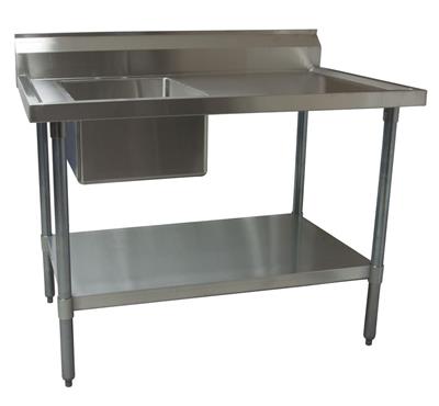 Stainless Steel Prep Table w/Sink Left Side 6" Riser 60"Wx30"D