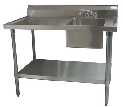 Stainless Steel Prep Table w/Sink Right Side 6"Riser Faucet 60"Wx30"D