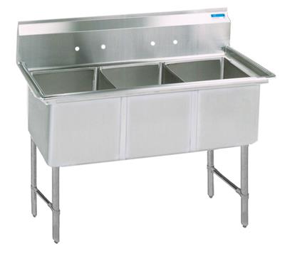 Stainless Steel 3 Compartment Sink Stainless Legs & Bracing w/ 24X24X14D Bowls