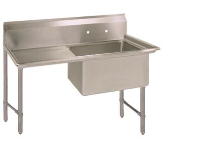 Stainless Steel 1 Compartment Sink 10" Riser Left Drainboard 18X18X14D Bowls