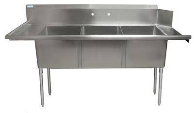 Left Side 3 Compartment Sink With Pre-Rinse Bundle