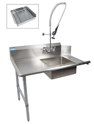 48" Left Side Soiled Dish Table Pre-Rinse Bundle Stainless Steel