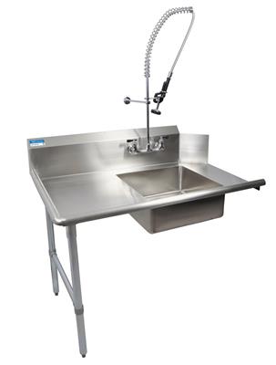72" Left Side Soiled Dish Table Pre-Rinse Bundle Stainless Steel