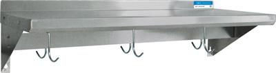 12" X 36" Stainless Steel T-304 18 Ga Wall Shelf With Pot Rack
