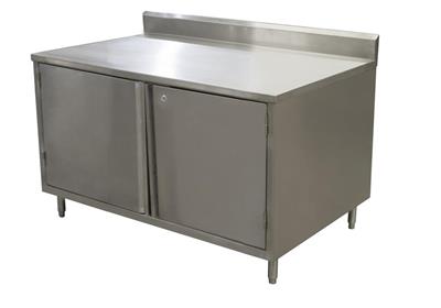 24" X 18" Stainless Steel Cabinet Base Chef Table 5" Riser Hinged Door w/Locks