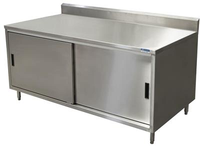 24" X 60" Stainless Steel Cabinet Base Chef Table 5" Riser Sliding Door