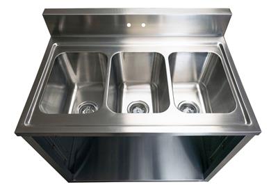 Stainless Steel 3 Compartment Sink Cabinet With Faucet