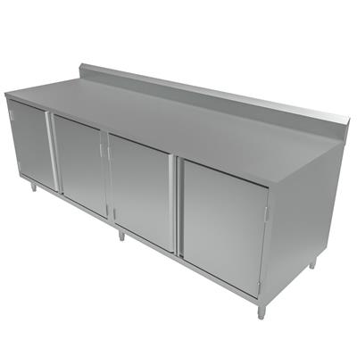 30" X 120" Stainless Steel Cabinet Base Chef Table 5" Riser Hinged Door