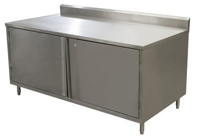30" X 72" Stainless Steel Cabinet Base Chef Table 5" Riser Hinged Door w/Locks