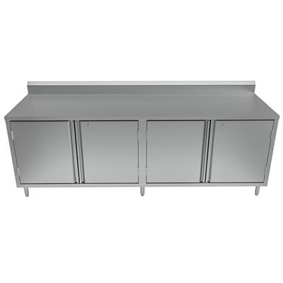 30" X 96" Stainless Steel Cabinet Base Chef Table 5" Riser Hinged Door w/Locks
