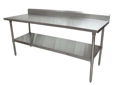 16 Gauge Stainless Steel Work Table W/Galvanized Shelf 5"Riser 72"Wx30"D