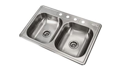 Stainless Steel 2 Compartment Dropin Sink 20"x16"x12" Bowl