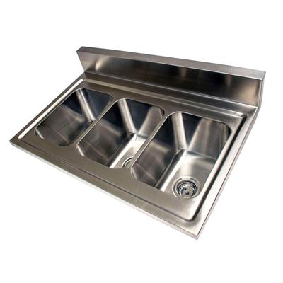 Stainless Steel 3 Compartment Dropin Sink w/ 10"x14"x10" Bowls & 5" Riser