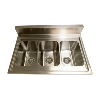 Stainless Steel 3 Compartment Dropin Sink w/ 10"x14"x10" Bowls & 5" Riser