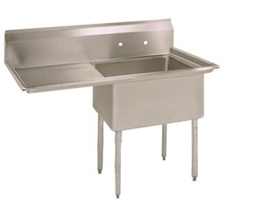 Stainless Steel 1  Compartment Economy Sink 18" Left Drainboard 18"x18"x12"