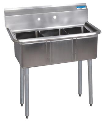 Stainless Steel 3 Compartment Economy Sink 10"x14"x10"