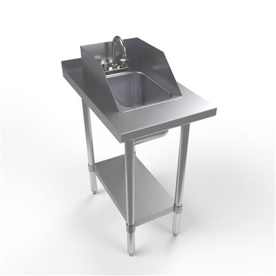 15"x30" Stainless Steel Filler Table With Drop In Hand Sink W/ Side Splash
