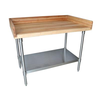 Hard Maple Bakers Top Table, Stainless Undershelf, Oil Finish 96"x36"
