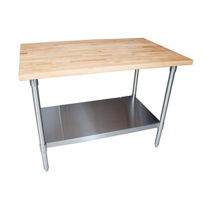 Hard Maple Flat Top Table W/Galvanized Undershelf Oil Finish 48"Lx36"W