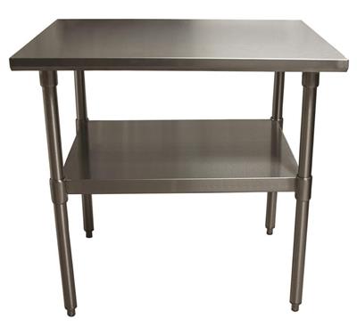 14 Gauge Stainless Steel Work Table With Stainless Steel Undershelf 36"Wx30"D