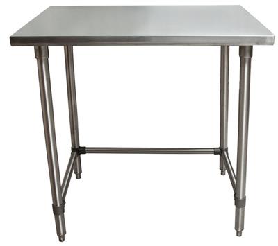 14 Gauge Stainless Steel Work Table Open Base Stainless Steel Legs 24"Wx24"D