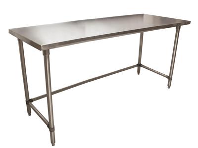 14 Gauge Stainless Steel Work Table Open Base Stainless Steel Legs 72"Wx30"D