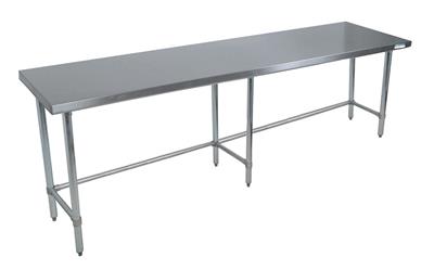 14 Gauge Stainless Steel Work Table Open Base Stainless Steel Legs 96"Wx24"D