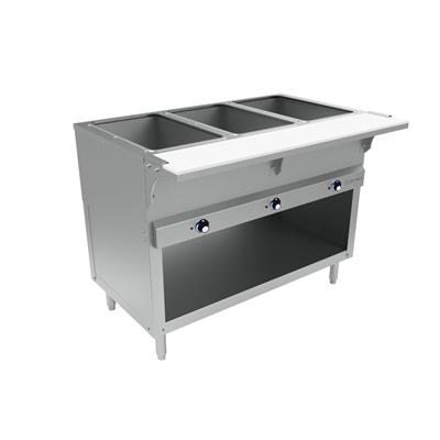 Open Well Electric Steam Table 3 Well - 120V 1500W W/ Enclosed Base