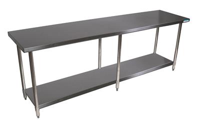 18 Gauge Stainless Steel Work Table W/Undershelf  96"Wx18"D